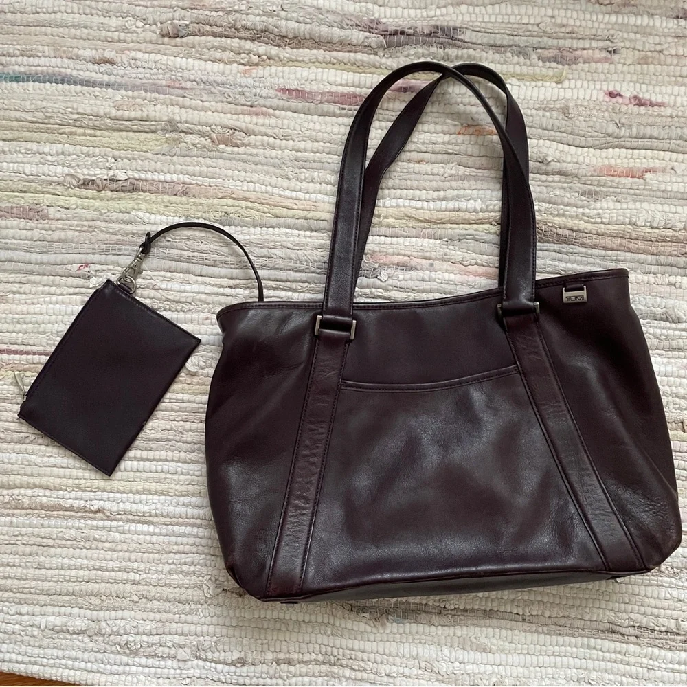 Tumi Purple Leather Tote Bag